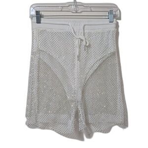 Envme Rainbow Rhinestone mesh shorts White Party EDM Rave Size S Swiftie NWT